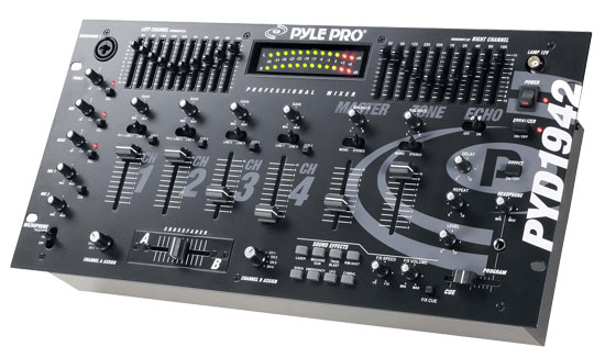 Pyle - PYD1942 , Sound and Recording , Mixers - DJ Controllers , 19'' Rack Mount 4 Channel Professional Mixer with Digital Echo and SFX