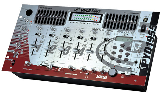 Pyle - PYD1955 , Sound and Recording , Mixers - DJ Controllers , 19'' Rack Mount 4CH Professional Mixer with Sampler & MP3 Player