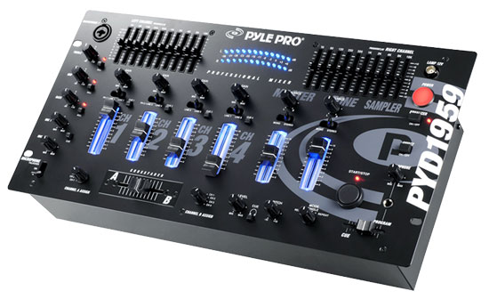 Pyle - PYD1959 , Sound and Recording , Mixers - DJ Controllers , 19'' Rack Mount 4 Channel Professional Mixer with Digital Sampler