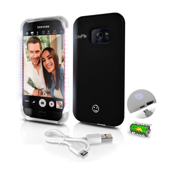 Pyle - AZSL301S7BK , Home and Office , Carrying Cases - Portability , Gadgets and Handheld , Carrying Cases - Portability , Lite-Me Selfie Lighted Smart Case, Phone Protection with Built-in Power Bank & LED Lights (for Samsung Galaxy S7)