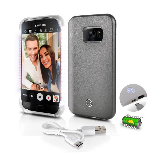 Pyle - AZSL301S7GR , Home and Office , Carrying Cases - Portability , Gadgets and Handheld , Carrying Cases - Portability , Lite-Me Selfie Lighted Smart Case, Phone Protection with Built-in Power Bank & LED Lights (for Samsung Galaxy S7)