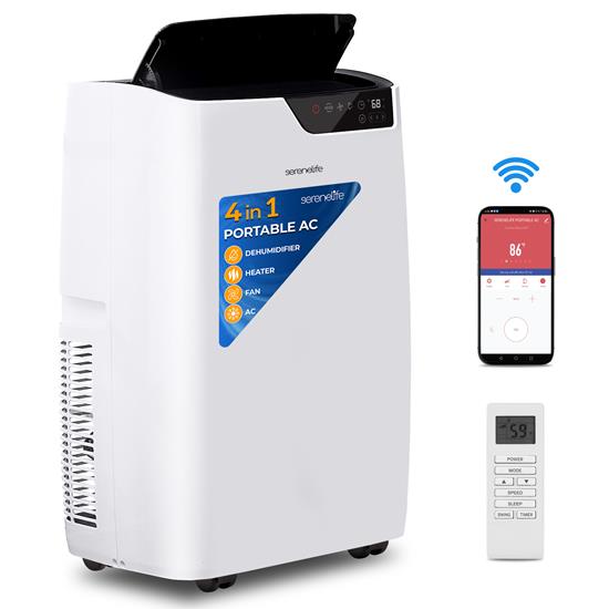 Pyle - SLACHT12W , Home and Office , Cooling Fans , Single Duct Portable Air Conditioner and Heater - 12000 BTU Cooling Capacity (ASHRAE) Compact Home A/C Cooling and Heating Unit with Smart Wi-Fi control, Built-in Dehumidifier & Fan Modes, Includes Window Mount Kit (White)