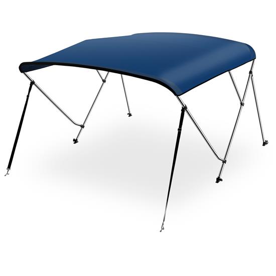 Pyle - SLBT3NAV542 , Marine and Waterproof , Protective Storage Covers , On the Road , Protective Storage Covers , 3 Bow Bimini Top - 2 Straps and 2 Rear Support Poles with Marine-Grade 600D Polyester Canvas (Navy Blue)