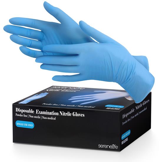 Pyle - SLGLVNIT100MD.7 , Health and Fitness , 100 Pcs. Soft Industrial Gloves - Nitrile and Vinyl Gloves Powder Free Disposable Gloves (Medium Size)