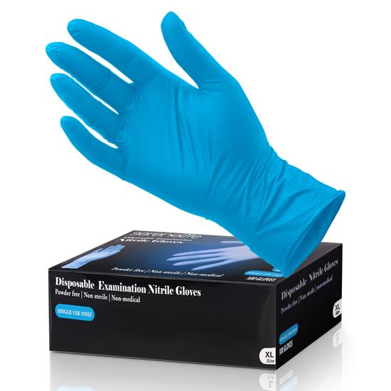 Pyle - SLGLVNIT100XL , Health and Fitness , 100 Pcs. Soft Industrial Gloves - Nitrile and Vinyl Gloves Powder Free Disposable Gloves (Extra Large Size)