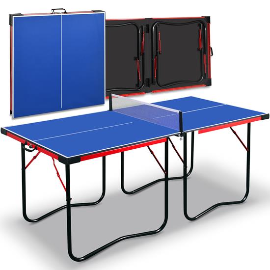 Pyle - SLPPNGPO11.5 , Sports and Outdoors , 2 pcs Foldable Table Tennis Table with Single Player Playback Mode For Game Play and Solo Play (Blue)